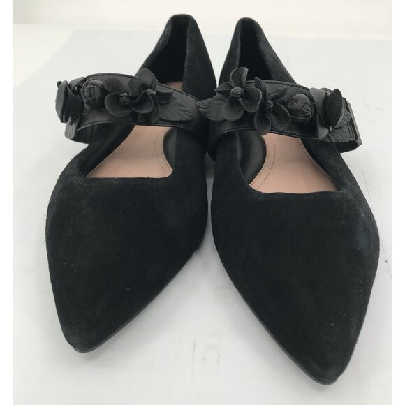 Taryn Rose Flats Shoes Womens Size 8.5 B Feliciane Black Suede Floral Strap - Picture 3 of 10